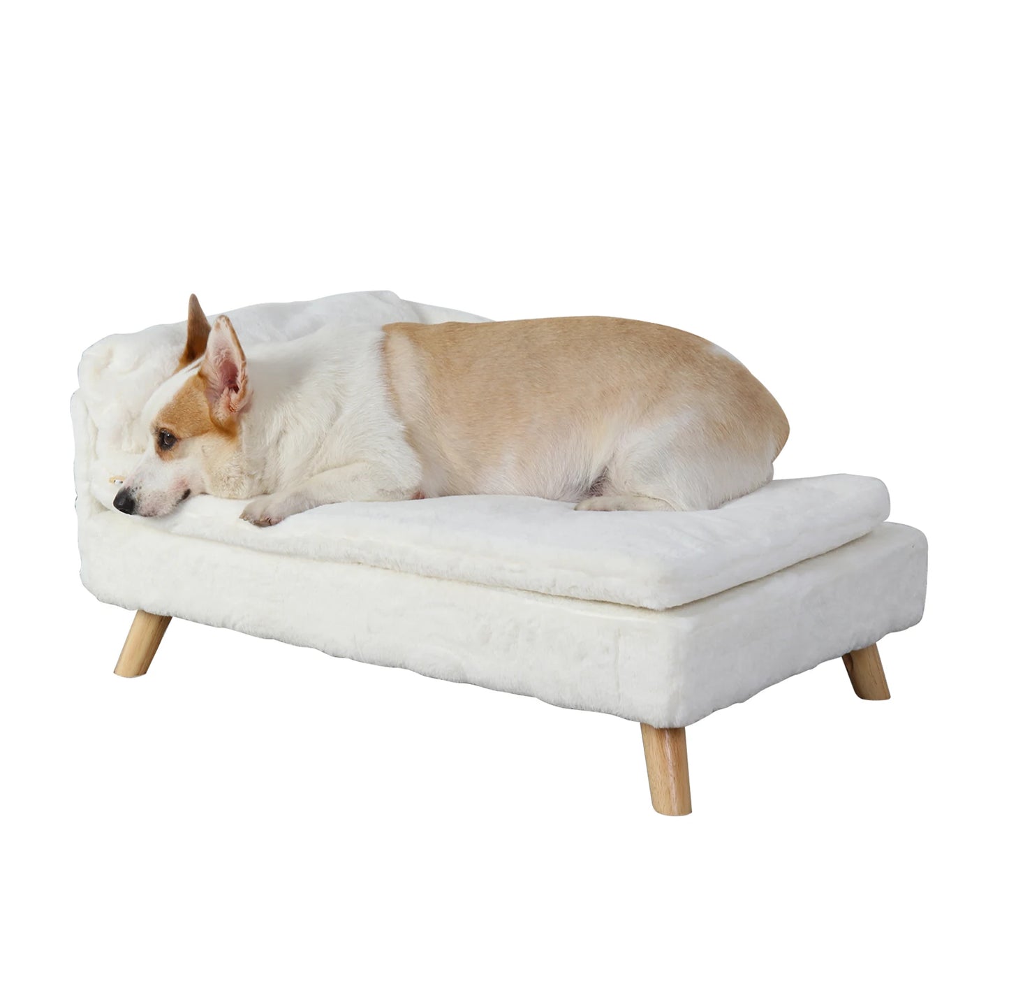 BINGOPAW Elevated Pet Bed With Cozy Pad Waterproof Wood Legs