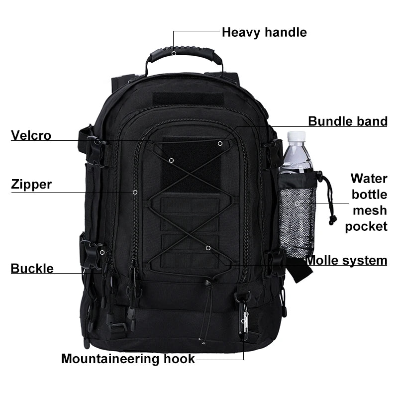 LQARMY Military Tactical Backpack Molle Assault Rucksack Outdoors