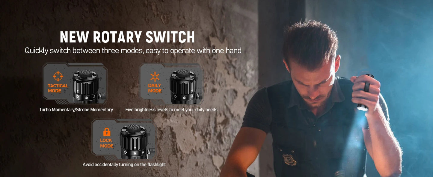 Wurkkos TD07 1300LM Tactical Flashlight Long Throw 479M IP68 Waterproof