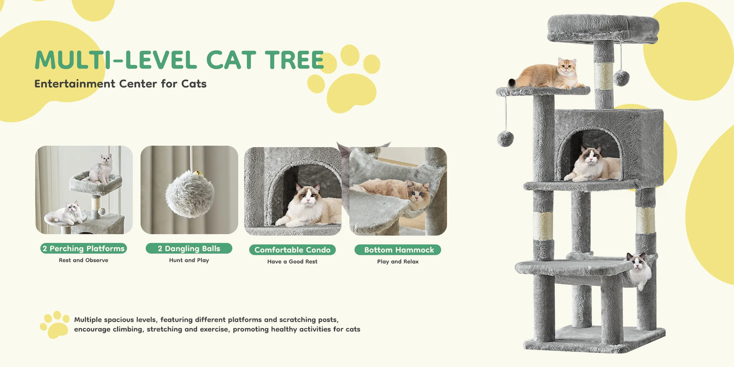 JHK Multi Cat Climbing Cat Tree Tower Sisal Scratching Posts