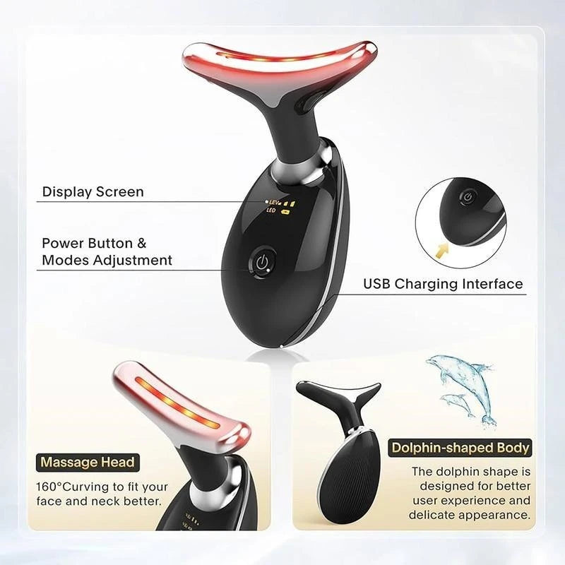 Commodity 7LED Neck and Face Vibrating Massager USB Rechargeable Multifunctional