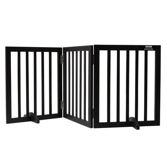 SucceBuy Free Standing Dog Gate Three Panels Foldable Pet Barrier