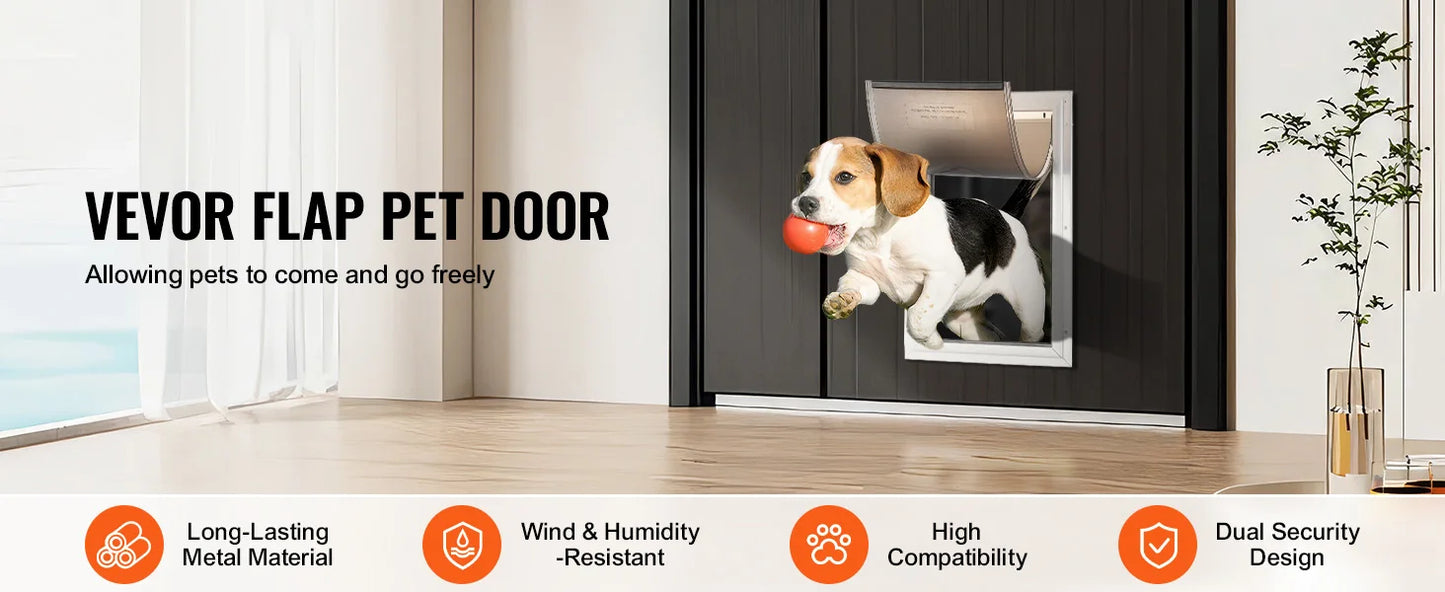 Dog Door Aluminum Frame Locking Flap Weatherproof Pet Door