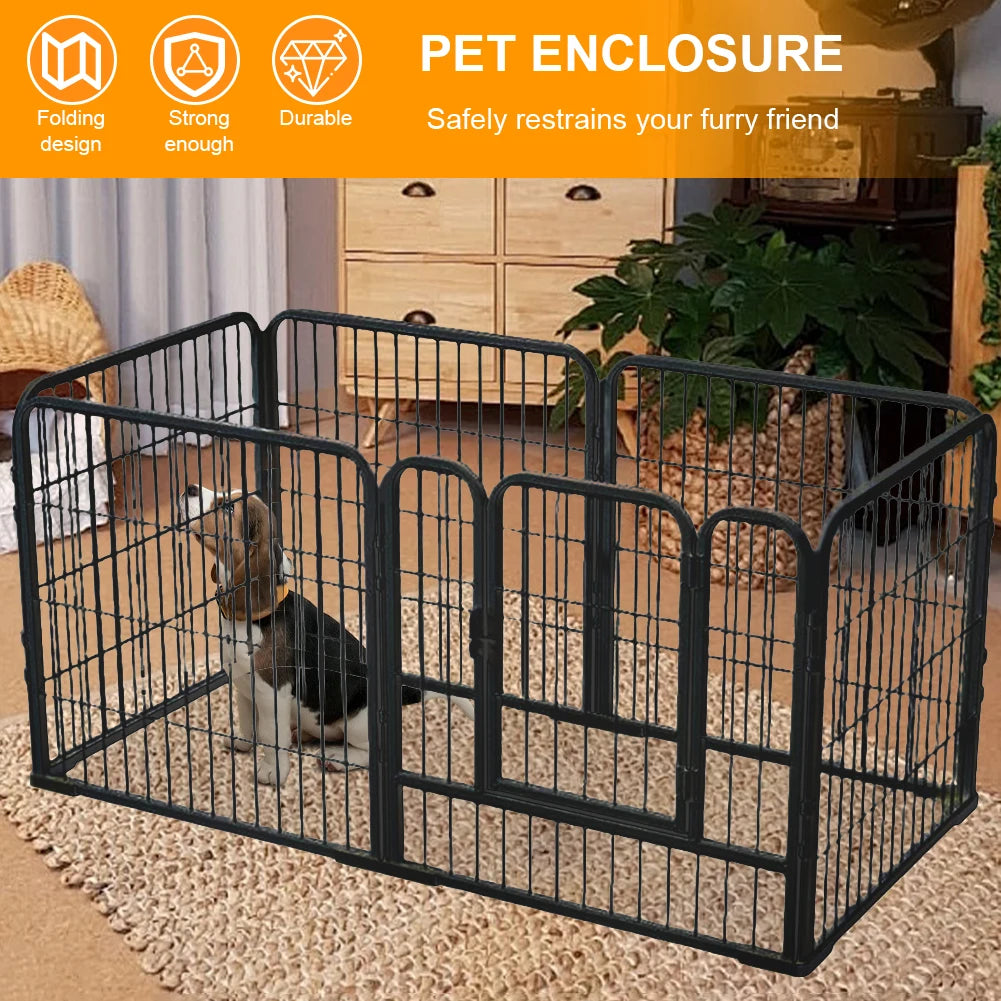 APWIKOGER Heavy Duty Pet Playpen 6 Panel Portable Dog Cat Fence With Door