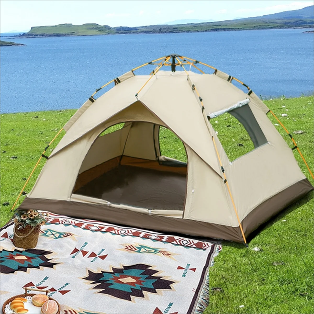 Pakicetus Automatic Opening Outdoor Shelter Camping Tent Dual Doors Windows