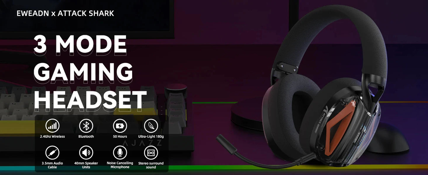 Attack Shark L60 Ultra Light Tri Mode Wireless Headset