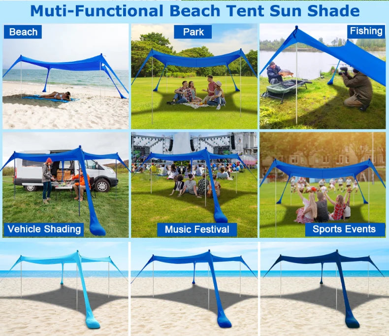 Building Outdoor Canopy Tent Portable Lawn Beach Shelter Sun Protection and Cooling