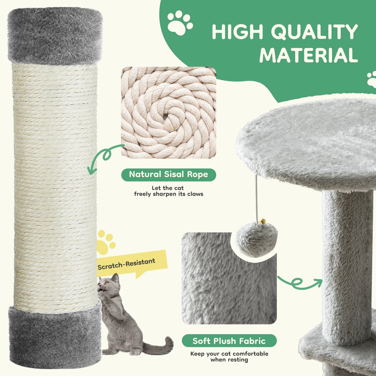 JHK Multi Cat Climbing Cat Tree Tower Sisal Scratching Posts