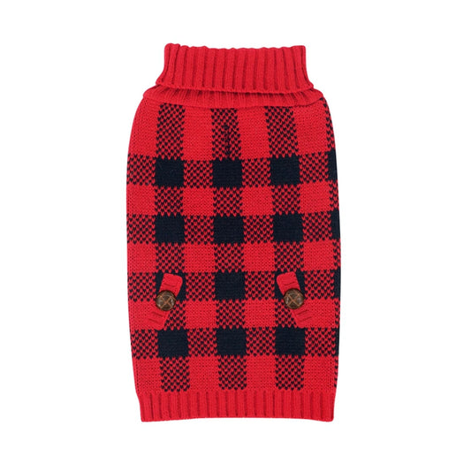 Plaid Turtleneck Knitted Dog Sweater For Winter Pets And Cats