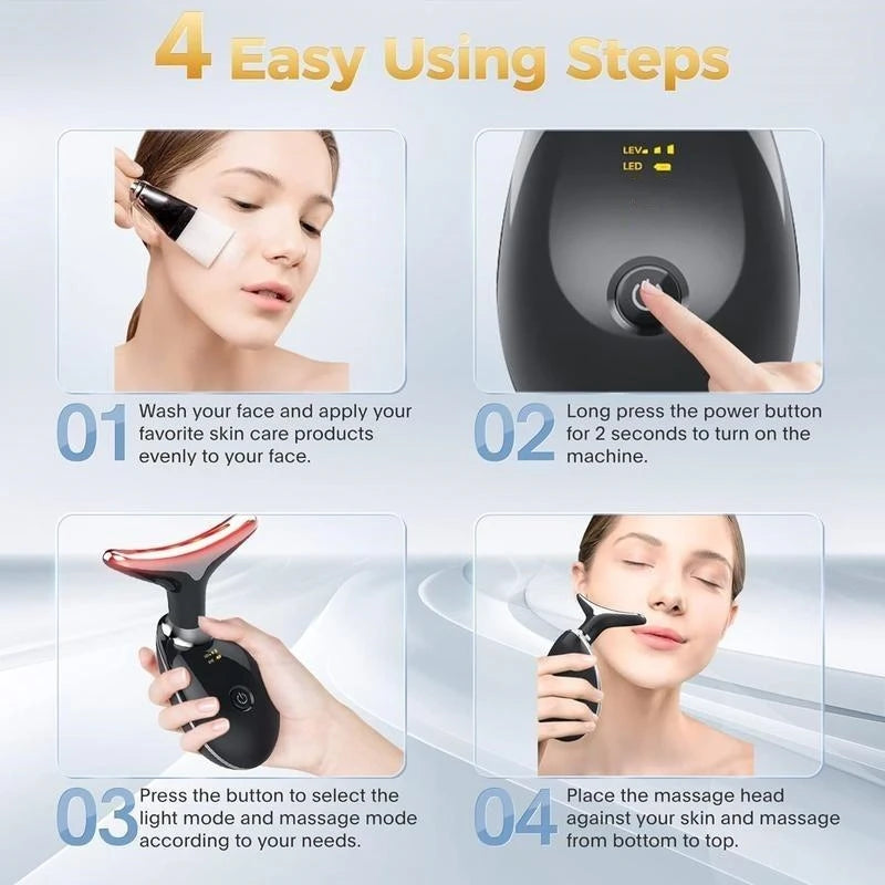 Commodity 7LED Neck and Face Vibrating Massager USB Rechargeable Multifunctional