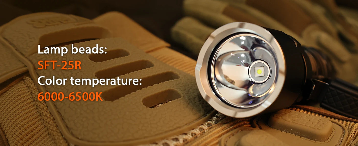 Wurkkos TD07 1300LM Tactical Flashlight Long Throw IP68