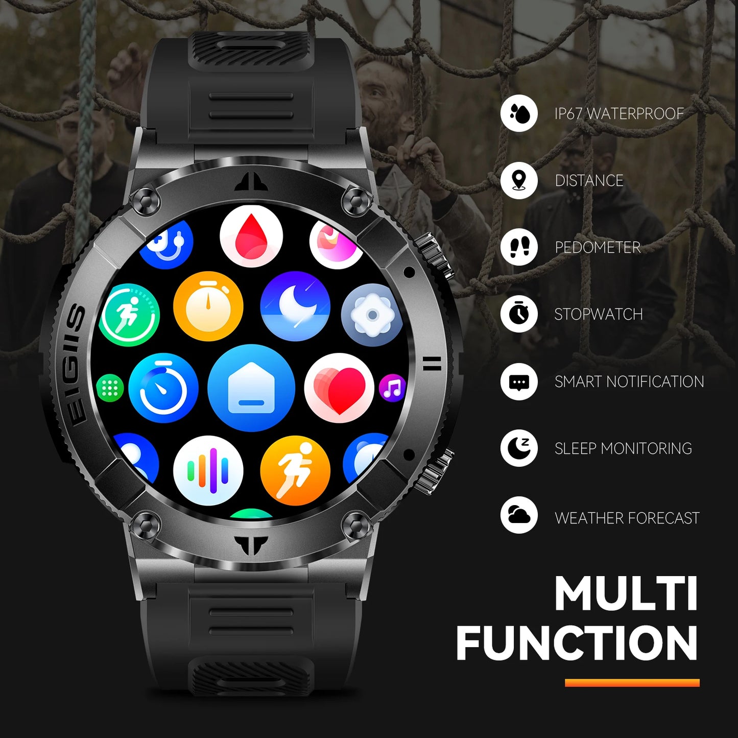 LaNikar Smartwatch Men TFT Display Bluetooth Call Blood Pressure Monitor