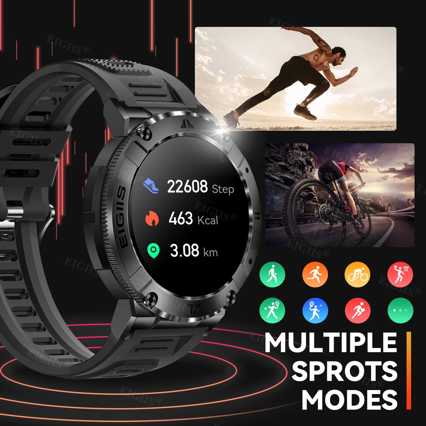 LaNikar Smartwatch Men TFT Display Bluetooth Call Blood Pressure Monitor
