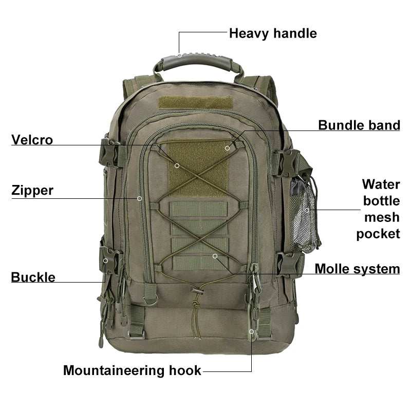 LQARMY Tactical Backpack Molle Rucksack For Hiking Camping