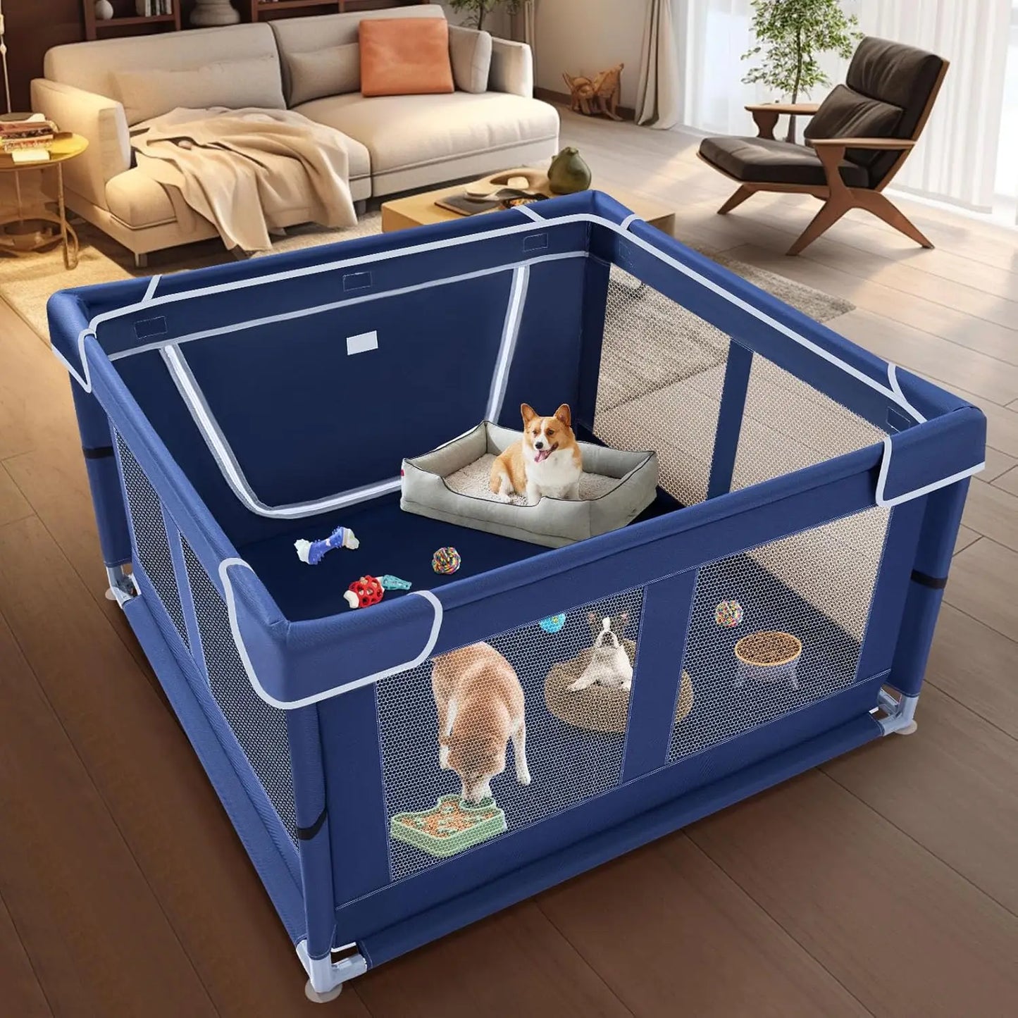 Pet Playpen With Gate Indoor Outdoor Dog Fence For Puppies