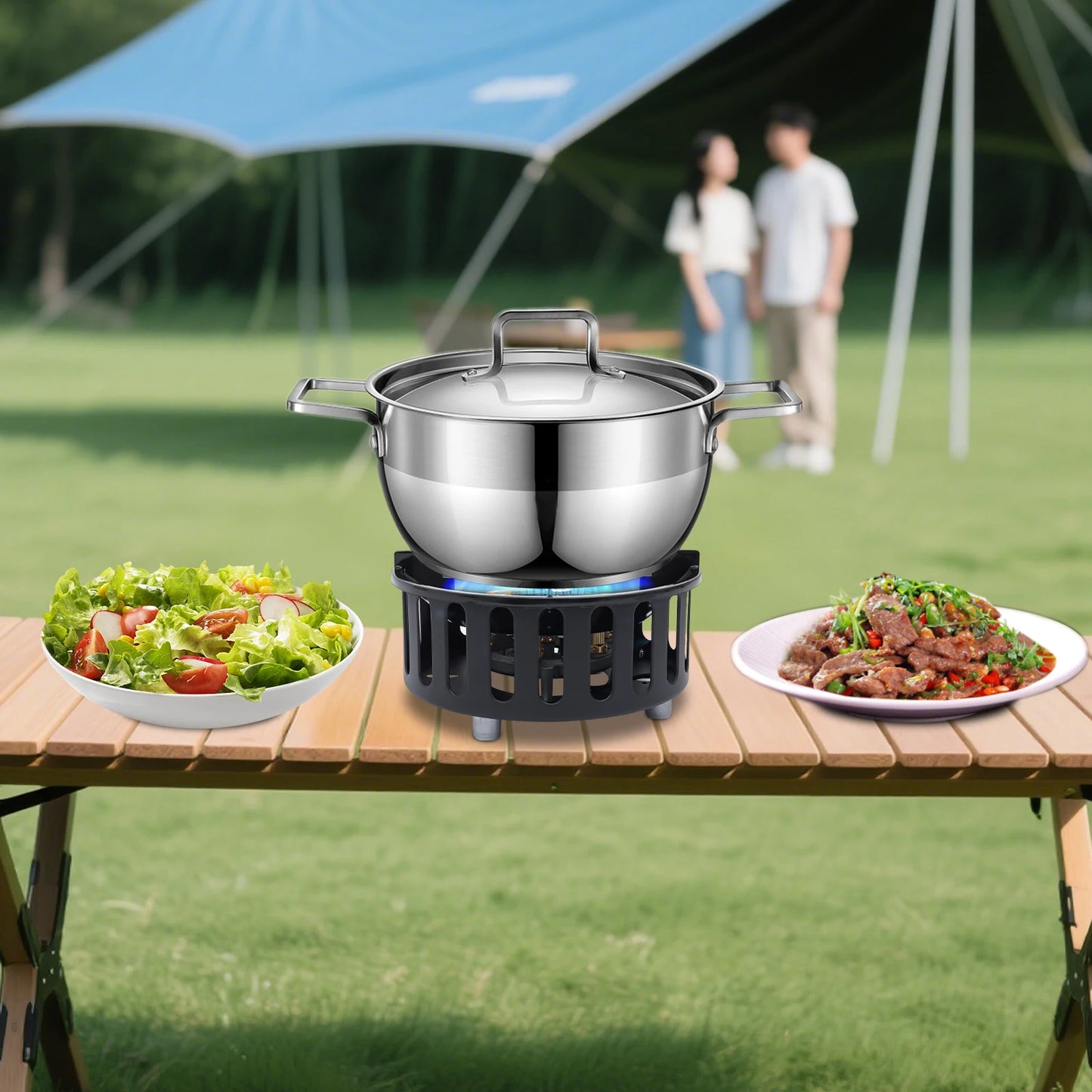 Rolled Steel Portable Camping Stovetop 72000BTU With Windproof Design Construction