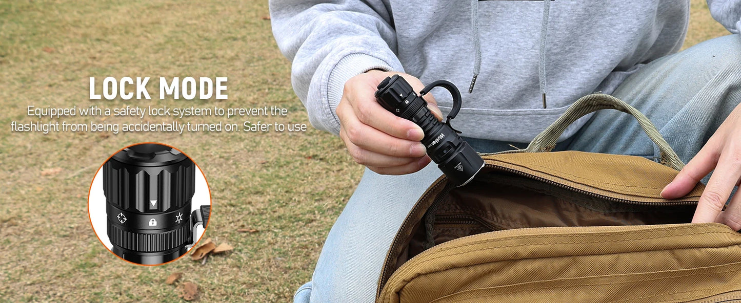 Wurkkos TD07 1300LM Tactical Flashlight Long Throw 479M IP68 Waterproof