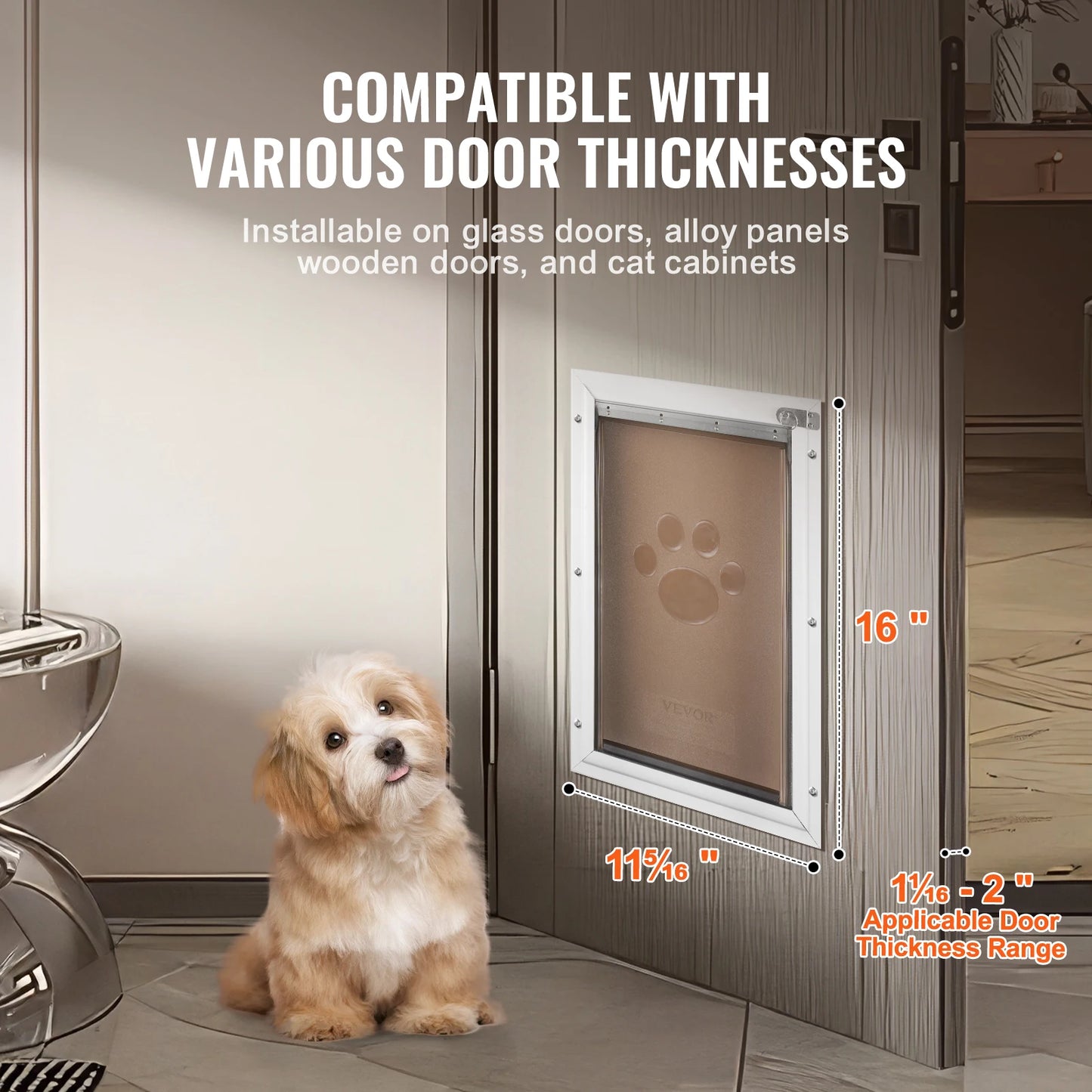 SucceBuy Pet Door Aluminum Frame With Lock And Flap System