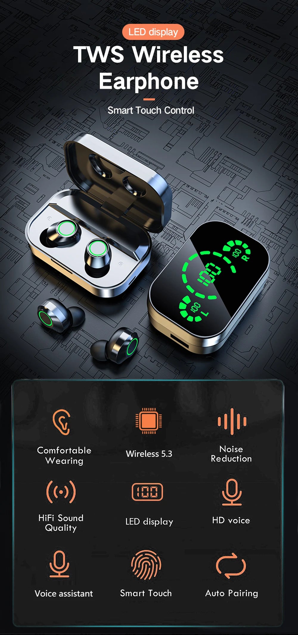 GREATWALL NES TWS Wireless Earphones With Built In Microphone