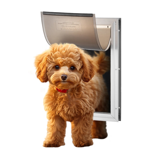 Dog Door Aluminum Frame Locking Flap Weatherproof Pet Door