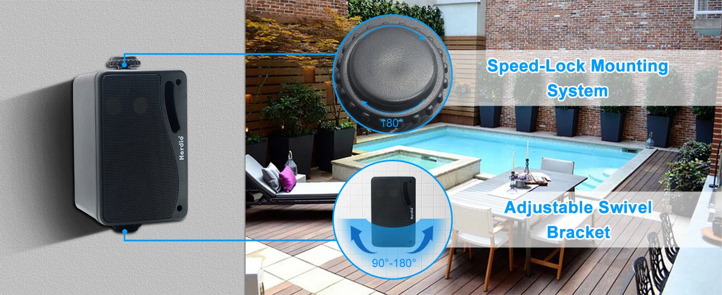 Herdio Outdoor Passive Speakers Three Way Waterproof Wall Mount