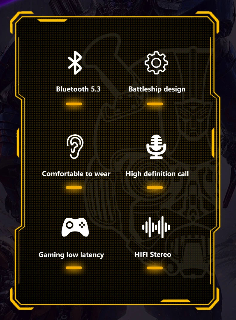 Transformers TF-T01 Gaming Earphones Bluetooth 5.3 Wireless Earbuds