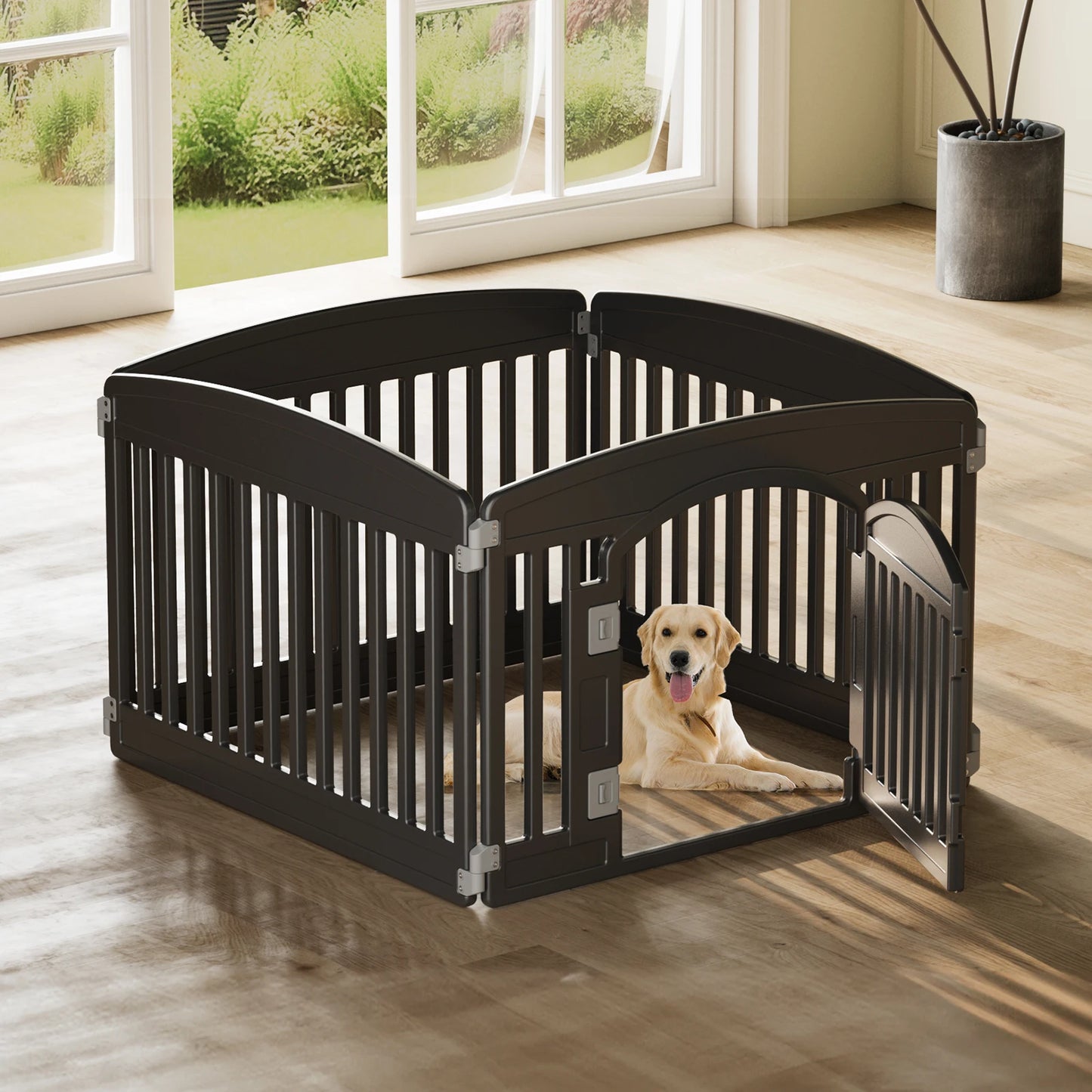 JHK Plastic Dog Playpen 6 Panel Portable Indoor Outdoor Fence