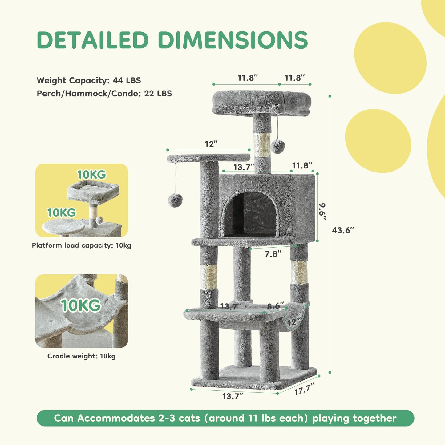 JHK Multi Cat Climbing Cat Tree Tower Sisal Scratching Posts