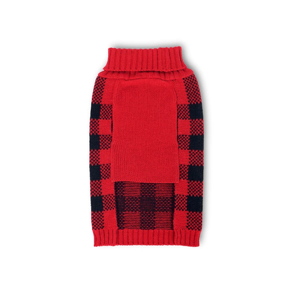 Plaid Turtleneck Knitted Dog Sweater For Winter Pets And Cats
