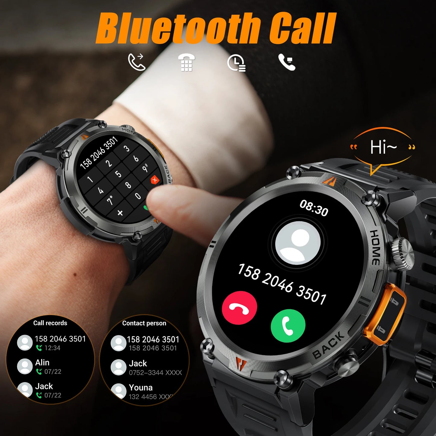 EIGIIS KE3 Smartwatch For Men Health Monitor Heart Rate Bluetooth