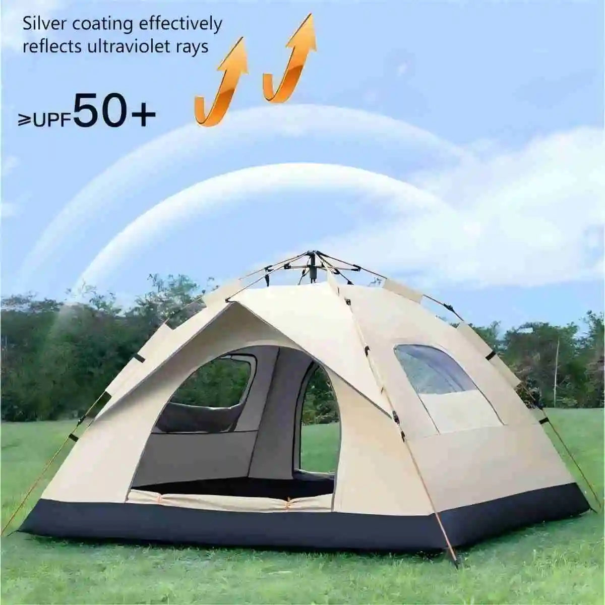 Pakicetus Automatic Opening Outdoor Shelter Camping Tent Dual Doors Windows
