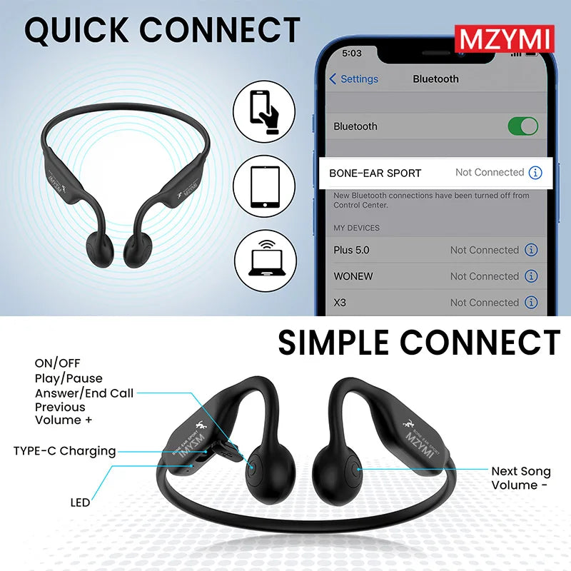 INMAS A18 TWS Earphones Bone Conduction Neckband Waterproof Headset