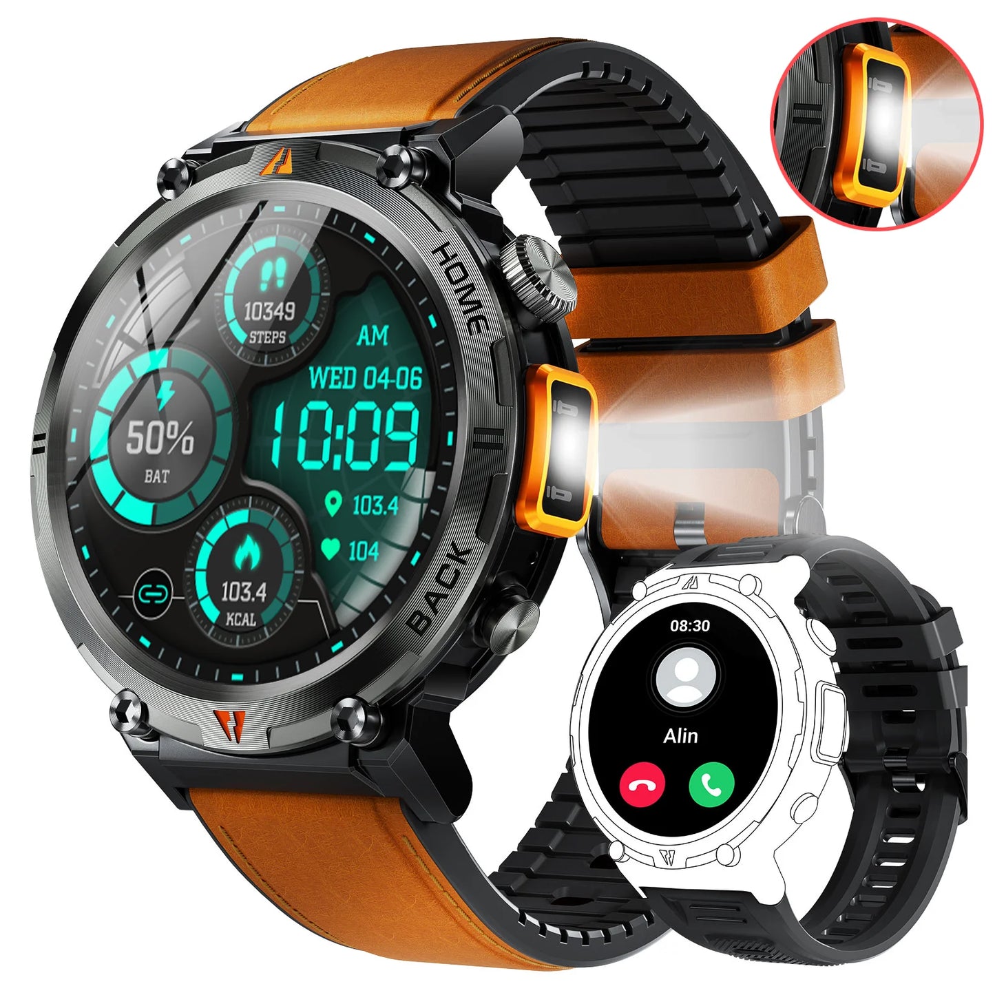 EIGIIS KE3 Smartwatch For Men Health Monitor Heart Rate Bluetooth