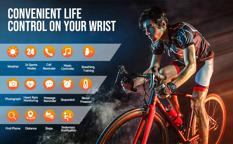 LaNikar Smartwatch Men TFT Display Bluetooth Call Blood Pressure Monitor