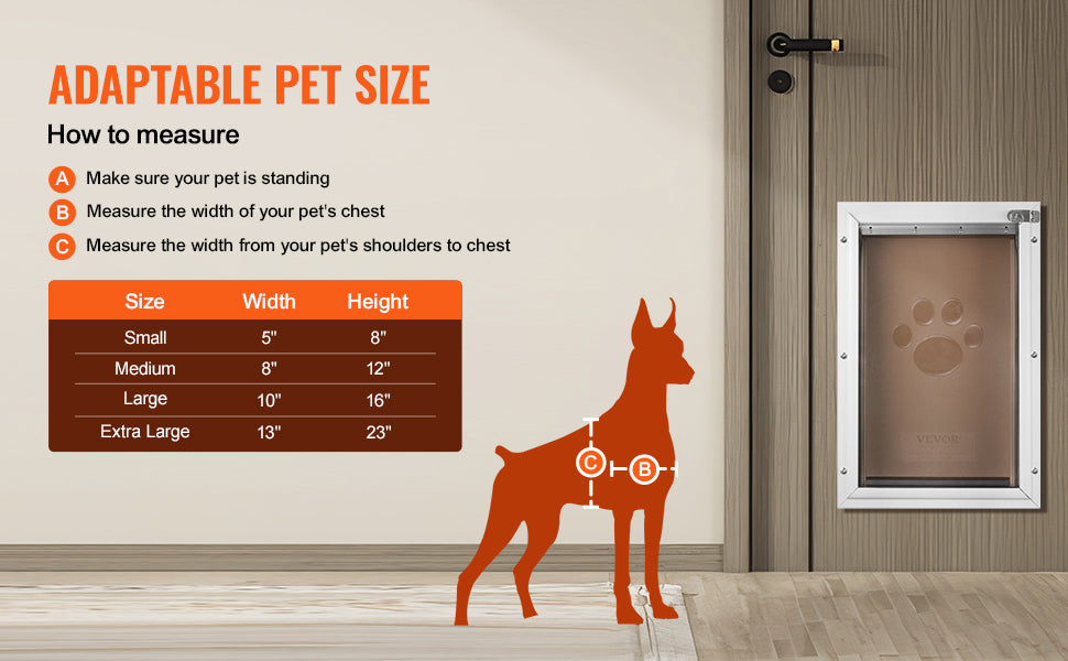 Dog Door Aluminum Frame Locking Flap Weatherproof Pet Door