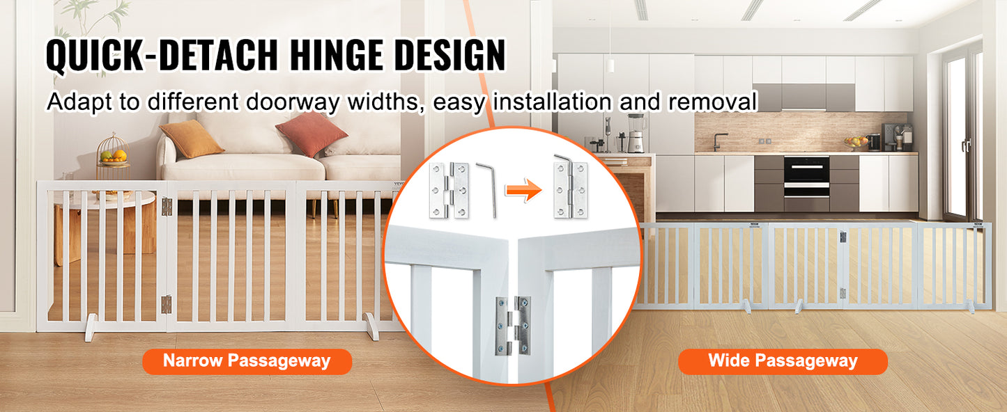 SucceBuy Free Standing Dog Gate Three Panels Foldable Pet Barrier