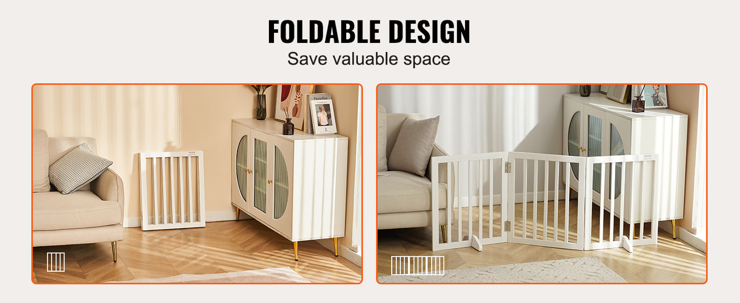 SucceBuy Free Standing Dog Gate Three Panels Foldable Pet Barrier