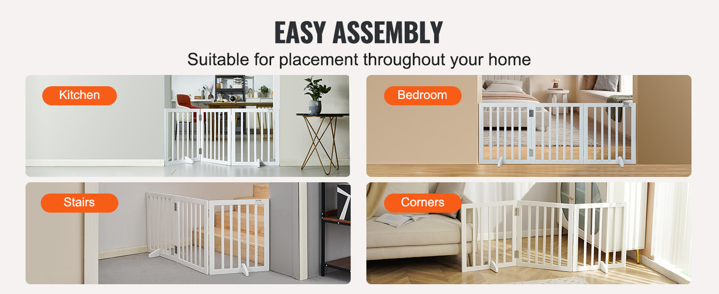 SucceBuy Free Standing Dog Gate Three Panels Foldable Pet Barrier